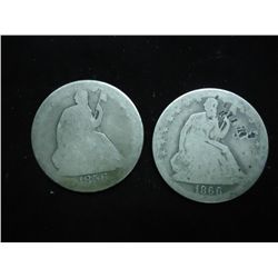 1856-O & 66 SEATED LIBERTY HALF DOLLARS