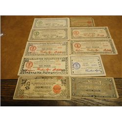 10 PIECES OF PHILIPINNES WWII GUERRILLA MONEY