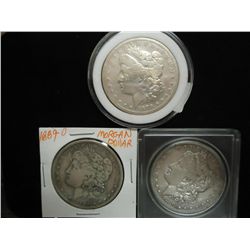 1879-S,89-O & 90-S MORGAN SILVER DOLLARS