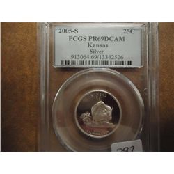 2005-S SILVER KANSAS QUARTER PCGS PR69 DCAM