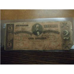 1861 CORP. OF RICHMOND $2 OBSOLETE BANK NOTE