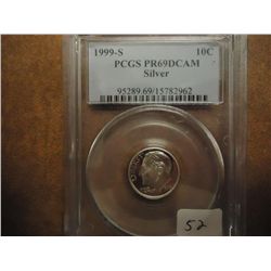 1999-S SILVER ROOSEVELT DIME PCGS PR69 DCAM