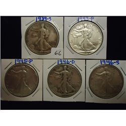 1939-S,43,45,46-D & 46-S WALKING LIBERTY HALVES