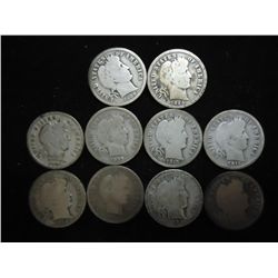 10 ASSORTED BARBER DIMES