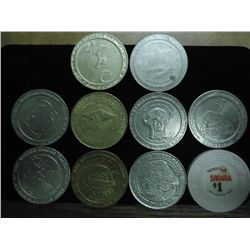 10 ASSORTED $1 GAMING TOKENS