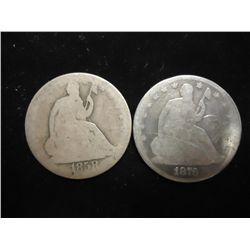 1858 & 76 SEATED LIBERTY HALF DOLLARS