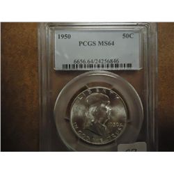 1950 FRANKLIN HALF DOLLAR PCGS MS64