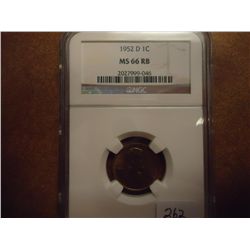 1952-D LINCOLN CENT NGC MS66 RB