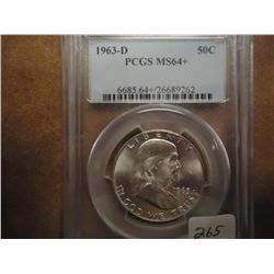 1963-D FRANKLIN HALF DOLLAR PCGS MS64+