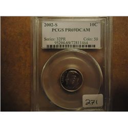 2002-S ROOSEVELT DIME PCGS PR69 DCAM