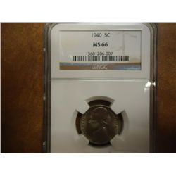 1940 JEFFERSON NICKEL NGC MS66