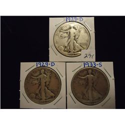 1929-D,29-D & 33-S WALKING LIBERTY HALF DOLLARS