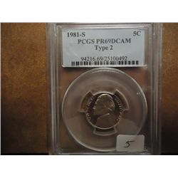 1981-S TYPE II JEFFERSON NICKEL PCGS PR69 DCAM