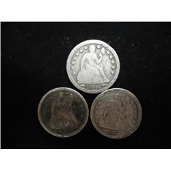 1853,1854 & 57 SEATED LIBERTY DIMES