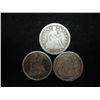 Image 1 : 1853,1854 & 57 SEATED LIBERTY DIMES