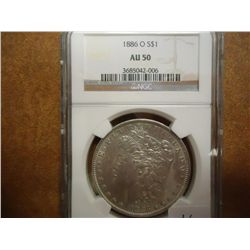 1886-O MORGAN SILVER DOLLAR NGC AU50