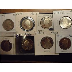 8 ASSORTED WASHINGTON PROOF QUARTERS SEE DESCRIPT