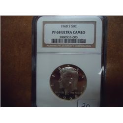 1968-S 40 % SILVER JFK NGC PF68 ULTRA CAMEO