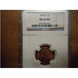 1954-S LINCOLN CENT NGC MS66RB