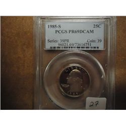 1985-S WASHINGTON QUARTER PCGS PR69 DCAM