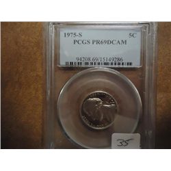 1975-S JEFFERSON NICKEL PCGS PR69 DCAM