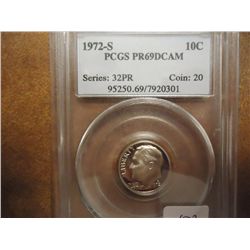 1972-S ROOSEVELT DIME PCGS PR69 DCAM