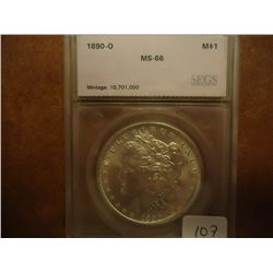 1890-O MORGAN SILVER DOLLAR SEGS MS66