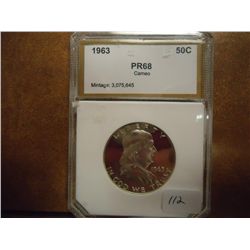 1963 FRANKLIN HALF DOLLAR PCI PR68 CAMEO