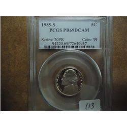 1985-S JEFFERSON NICKEL PCGS PR69 DCAM