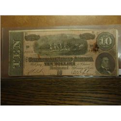 1864 CONFEDERATE STATES OF AMERICA $10