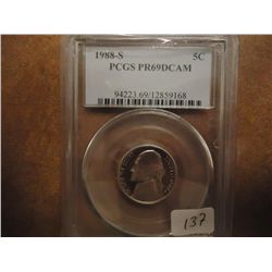 1986-S JEFFERSON NICKEL PCGS PR69 DCAM