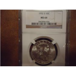 1952-S FRANKLIN HALF DOLLAR NGC MS64