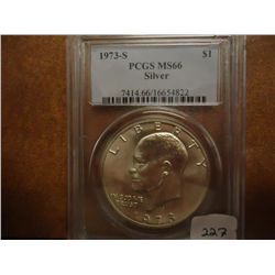 1973-S IKE SILVER DOLLAR PCGS MS66