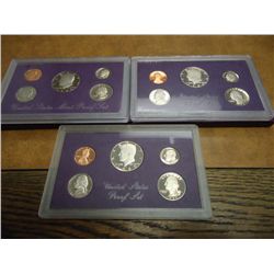 1984,85 & 88 US PROOF SETS 1985 HAS NO BOX