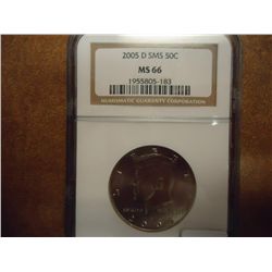 2005-D SMS KENNEDY HALF DOLLAR NGC MS66