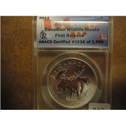 2012 $5 CANADIAN WILDLIFE-MOOSE ANACS MS69