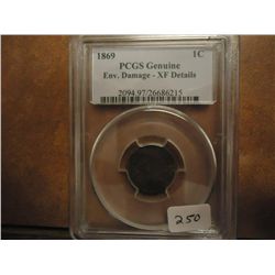 1869 INDIAN HEAD CENT PCGS XF DETAILS