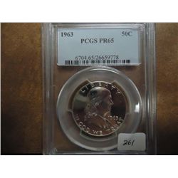 1963 FRANKLIN HALF DOLLAR PCGS PR65