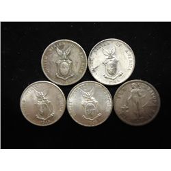 1938-M,44-D & 3-45-D US/PHILIPPINES SILVER 10