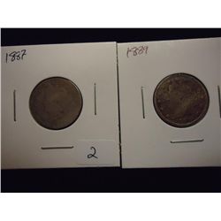 1887 & 89 LIBERTY "V" NICKELS