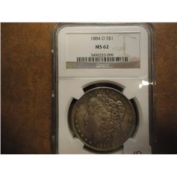 1884-O MORGAN SILVER DOLLAR NGC MS62