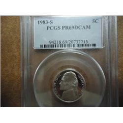 1983-S JEFFERSON NICKEL PCGS PR69 DCAM
