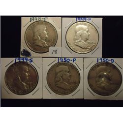 1948,49,49-S,50 & 50-D FRANKLIN HALF DOLLARS