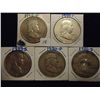 Image 1 : 1948,49,49-S,50 & 50-D FRANKLIN HALF DOLLARS