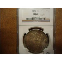 1896 MORGAN SILVER DOLLAR NGC MS62 TONED