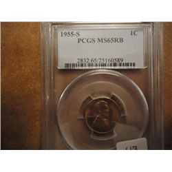 1955-S LINCOLN CENT PCGS MS65 RB
