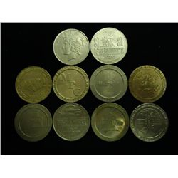 10 ASSORTED $1 GAMING/CASINO TOKENS