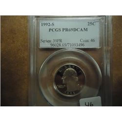 1992-S WASHINGTON QUARTER PCGS PR69 DCAM