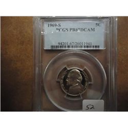 1969-S JEFFERSON NICKEL PCGS PR67 DCAM