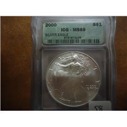 2000 AMERICAN SILVER EAGLE ICG MS69